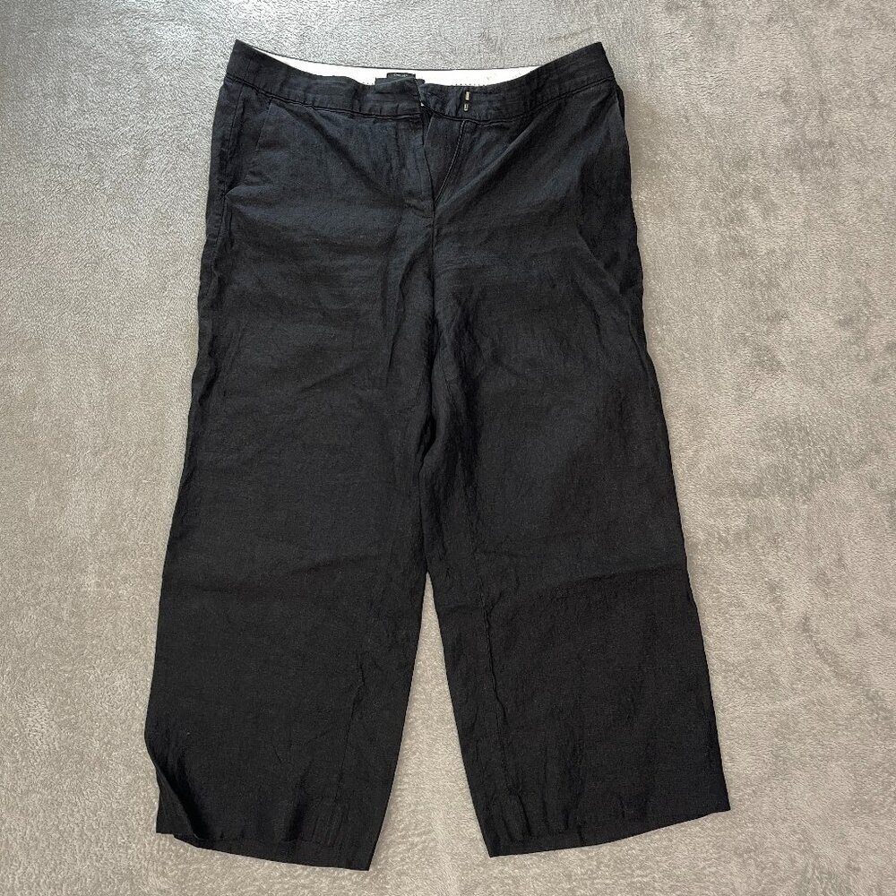 Talbots Chelsea Crop Black Dress Pants Women's 8 100% Linen Lightweight Minimal